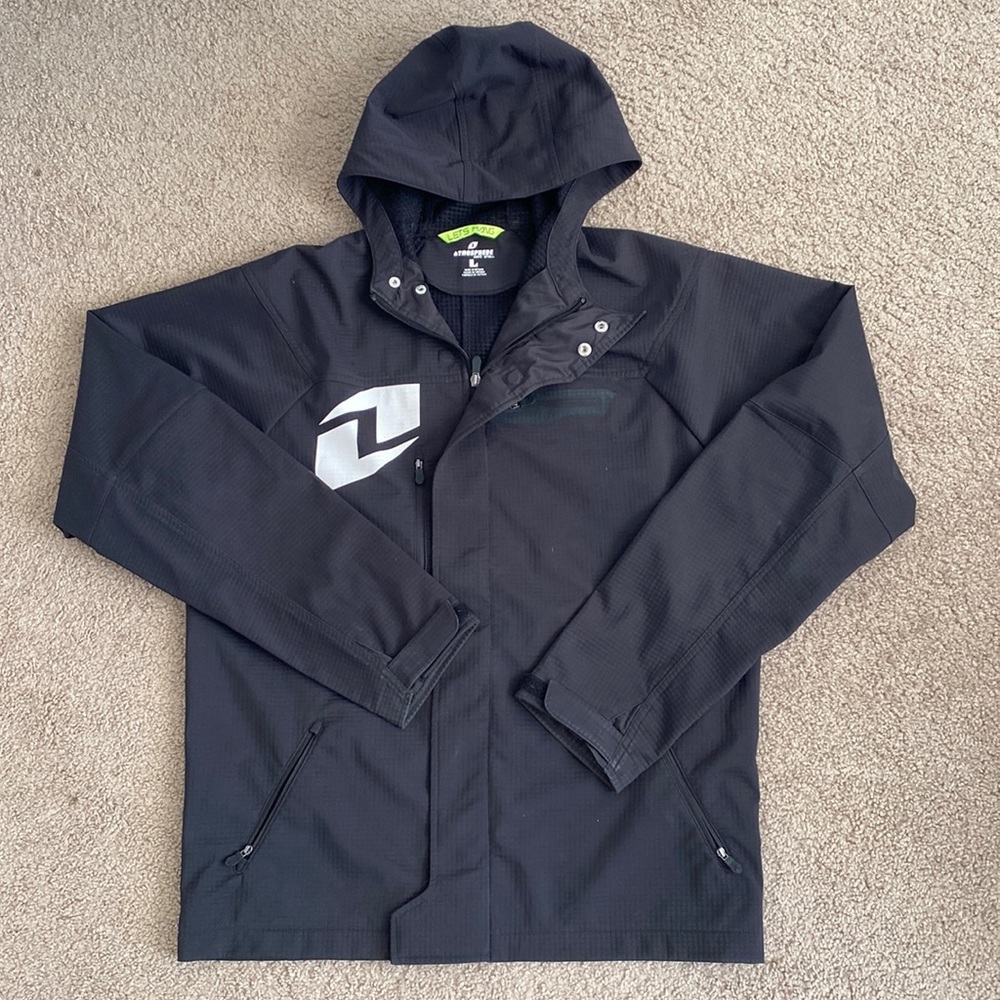 Atmosphere Black Hooded Men's Jacket with White Logo